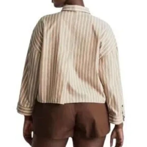 NWT Everlane the woven striped button down cropped pajama top - Picture 2 of 8